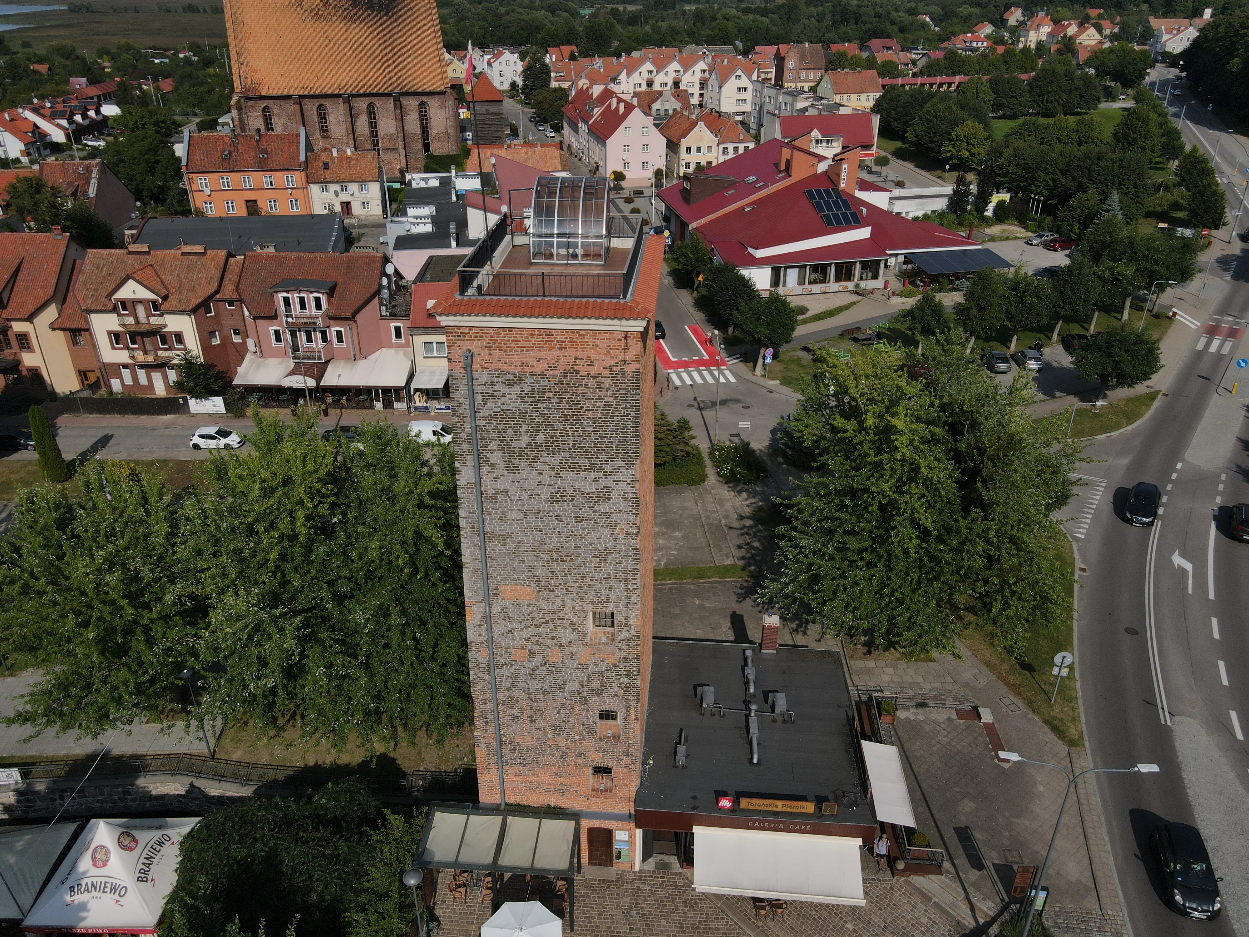 Wieża Wodna we Fromborku - Widok z lotu ptaka